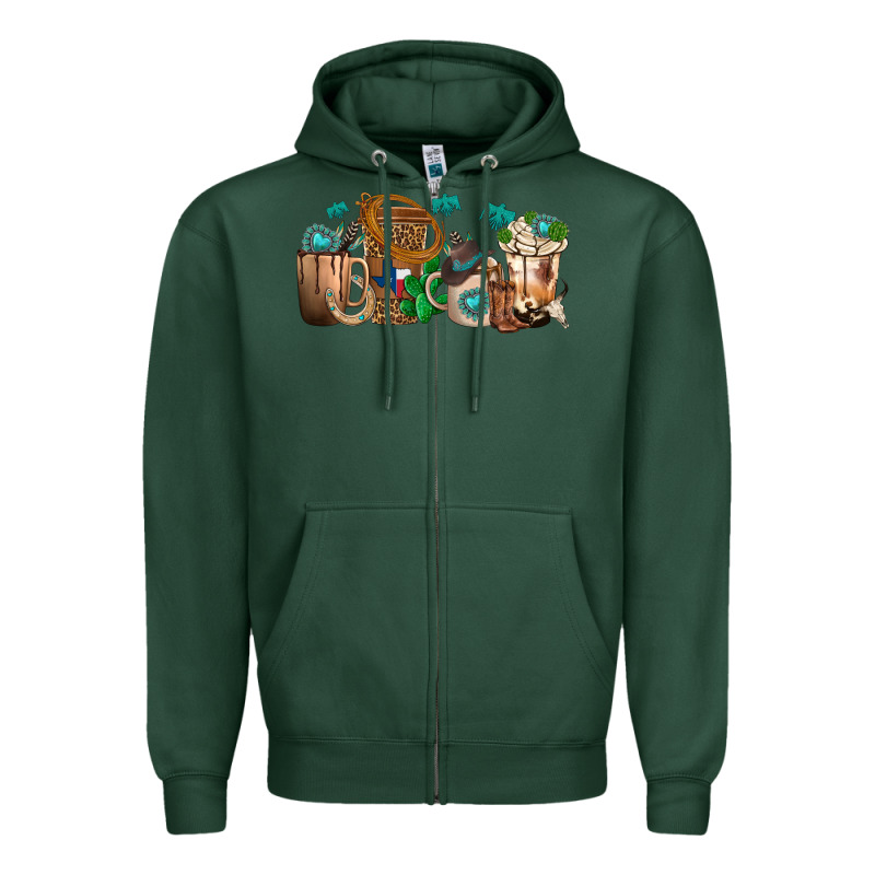 Western Coffee Cups Zipper Hoodie by texasbilliewilder | Teevron
