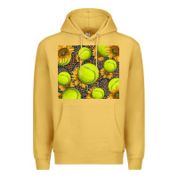 Antique Gold tennis ball with sunflower and racket Premium Hoodie - BarkalooDesign