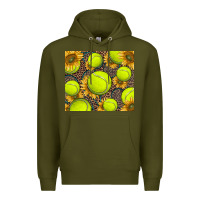 Army Green tennis ball with sunflower and racket Premium Hoodie - BarkalooDesign