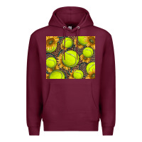 Burgundy tennis ball with sunflower and racket Premium Hoodie - BarkalooDesign