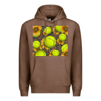 Chestnut tennis ball with sunflower and racket Premium Hoodie - BarkalooDesign