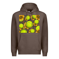 Coffee tennis ball with sunflower and racket Premium Hoodie - BarkalooDesign