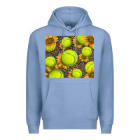 Colony Blue tennis ball with sunflower and racket Premium Hoodie - BarkalooDesign