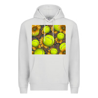 Dove Grey tennis ball with sunflower and racket Premium Hoodie - BarkalooDesign