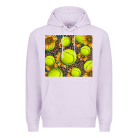 Lilac tennis ball with sunflower and racket Premium Hoodie - BarkalooDesign