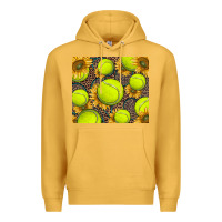 Mustard tennis ball with sunflower and racket Premium Hoodie - BarkalooDesign