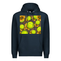 Navy tennis ball with sunflower and racket Premium Hoodie - BarkalooDesign