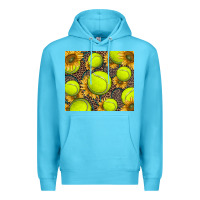 Ocean Blue tennis ball with sunflower and racket Premium Hoodie - BarkalooDesign