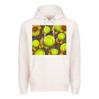 Pale Pink tennis ball with sunflower and racket Premium Hoodie - BarkalooDesign
