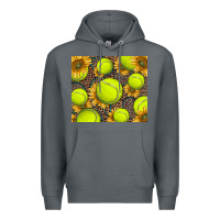 Rock tennis ball with sunflower and racket Premium Hoodie - BarkalooDesign