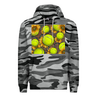 Slate Camo tennis ball with sunflower and racket Premium Hoodie - BarkalooDesign