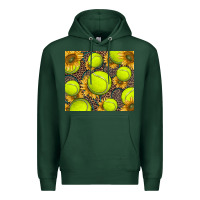 Sports Green tennis ball with sunflower and racket Premium Hoodie - BarkalooDesign