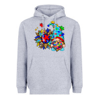Heather Grey autism sunflower gnome Heavyweight Hoodie - Zillion Design Studio