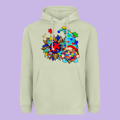 Autism Sunflower Gnome Heavyweight Hoodie Designed By Zillion Design Studio