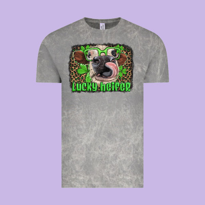 Lucky Heifer With Glasses St Patricks Vintage Tee Designed By Artiststas