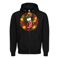 Black Santa Stocking Christmas Zipper Hoodie - RanaPortraitStore