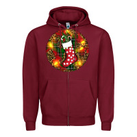 Burgundy Santa Stocking Christmas Zipper Hoodie - RanaPortraitStore