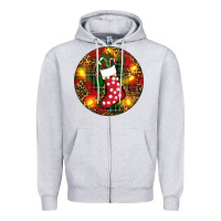 Heather Grey Santa Stocking Christmas Zipper Hoodie - RanaPortraitStore