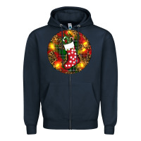 Navy Santa Stocking Christmas Zipper Hoodie - RanaPortraitStore