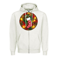 Oatmeal Heather Santa Stocking Christmas Zipper Hoodie - RanaPortraitStore
