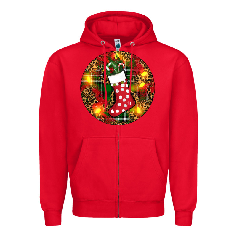 Santa Stocking Christmas Zipper Hoodie by RanaPortraitStore | Teevron