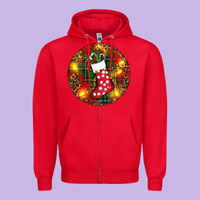 Zipper Hoodie Santa Stocking Christmas