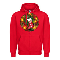 Red Santa Stocking Christmas Zipper Hoodie - RanaPortraitStore