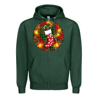 Sports Green Santa Stocking Christmas Zipper Hoodie - RanaPortraitStore