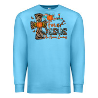 Ocean Blue fall for jesus he never leaves Premium Sweatshirt - CowhideDigitalArt