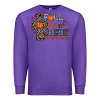 Purple fall for jesus he never leaves Premium Sweatshirt - CowhideDigitalArt