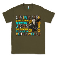 Army Green living life somewhere between jesus Classic Tee - texasbilliewilder