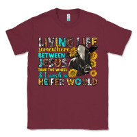 Burgundy living life somewhere between jesus Classic Tee - texasbilliewilder