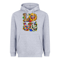 Heather Grey autism love Heavyweight Hoodie - Zillion Design Studio
