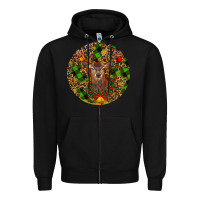 Black Christmas Reindeer Zipper Hoodie - RanaPortraitStore