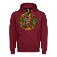 Burgundy Christmas Reindeer Zipper Hoodie - RanaPortraitStore