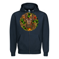 Navy Christmas Reindeer Zipper Hoodie - RanaPortraitStore