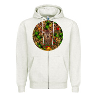 Oatmeal Heather Christmas Reindeer Zipper Hoodie - RanaPortraitStore