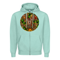 Seafoam Christmas Reindeer Zipper Hoodie - RanaPortraitStore