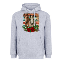 Heather Grey horses with roses Heavyweight Hoodie - RanaPortraitStore