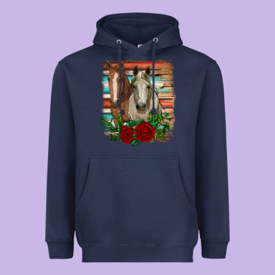 Horses With Roses Heavyweight Hoodie Designed By Ranaportraitstore