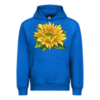 Cobalt starburst greenburst sunflower Urban Hoodie - LillyAllenDesigns