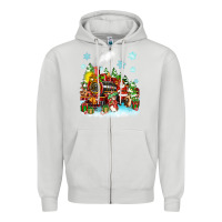 Dove Grey christmas santa and friends train Zipper Hoodie - Zillion Design Studio