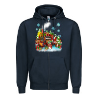 Navy christmas santa and friends train Zipper Hoodie - Zillion Design Studio