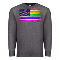 Charcoal Heather american flag and lgbt flag  background Premium Sweatshirt - HRA Design Shop