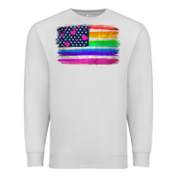 Dove Grey american flag and lgbt flag  background Premium Sweatshirt - HRA Design Shop