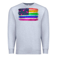 Heather Grey american flag and lgbt flag  background Premium Sweatshirt - HRA Design Shop