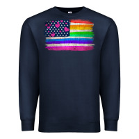 Navy american flag and lgbt flag  background Premium Sweatshirt - HRA Design Shop