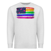 Oatmeal Heather american flag and lgbt flag  background Premium Sweatshirt - HRA Design Shop