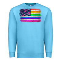 Ocean Blue american flag and lgbt flag  background Premium Sweatshirt - HRA Design Shop