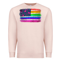Pale Pink american flag and lgbt flag  background Premium Sweatshirt - HRA Design Shop